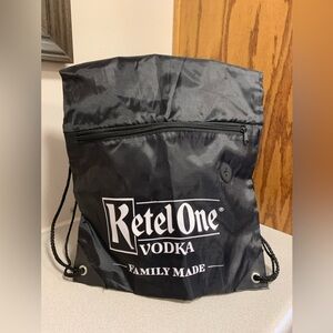 KETEL ONE  Gym Bag Nylon Drawstring Back Pack Sack  Zipper Front Pocket NEW